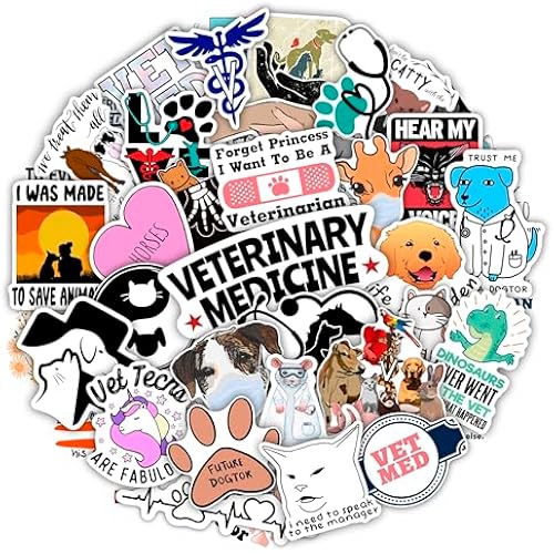 100Pcs Funny Veterinary Stickers and Laptop Decals, Vet Stickers, Veterinarian Decals, Funny Veterinary Gifts, Gifts for Women & Men