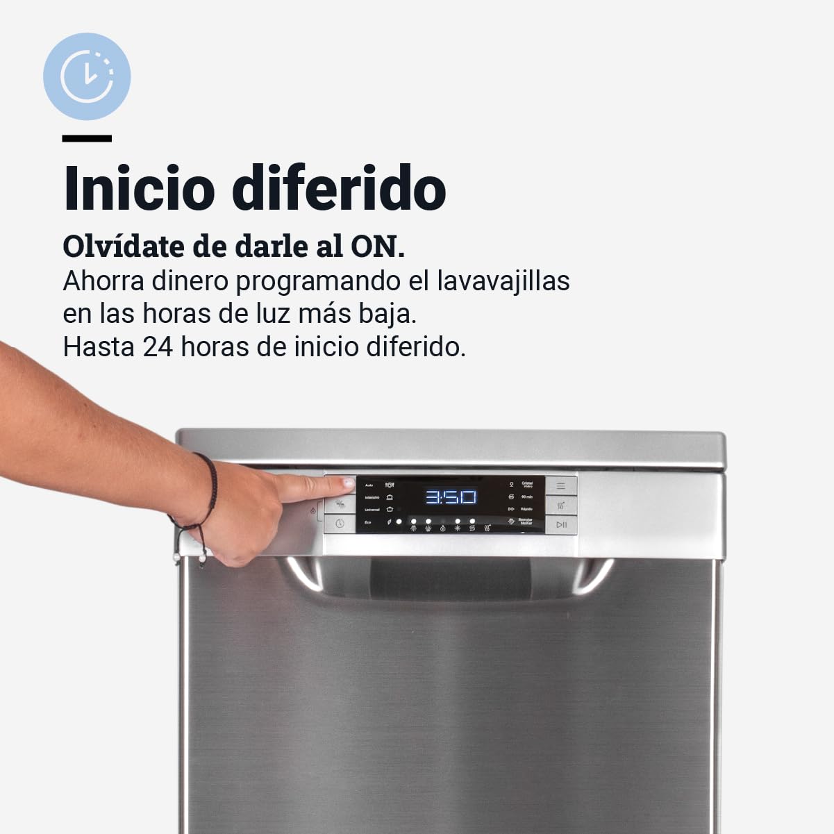 UNIVERSALBLUE Lavavajillas Acero Inoxidable 45 cm | Lavaplatos Inox Programable Libre Instalación con 8 Programas | Máquina de Lavado con Inicio Diferido | Silencioso | ENVIO + SUBIDA A PLANTA GRATIS