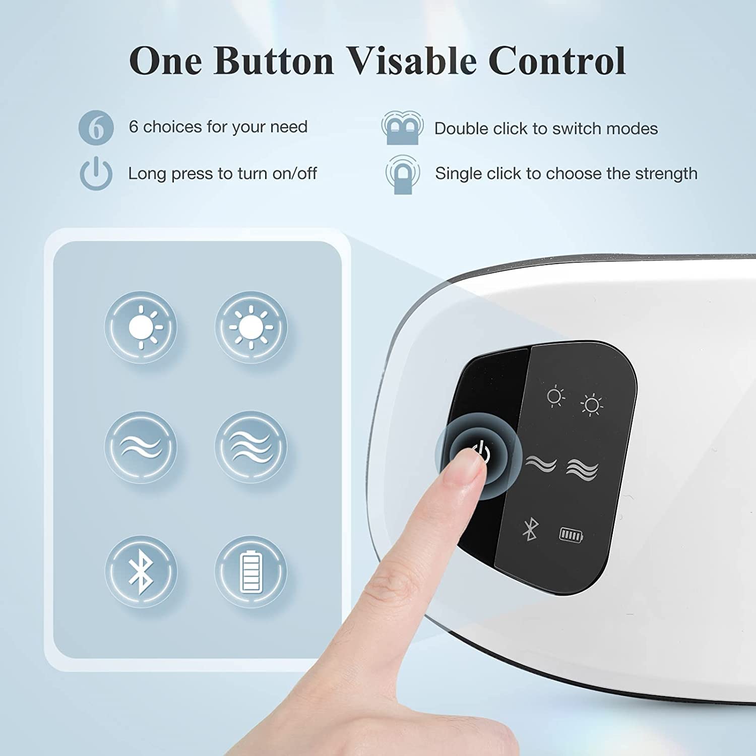Masajeador de ojos con calor, masajeador de ojos inteligente for migrañas 6 modos con Bluetooth Música Compresión de calor Masaje de ojos Masajeador de ojos con calefacción Plegable for migraña