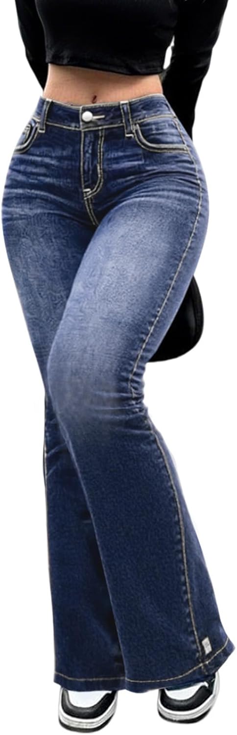 Plus Size Bootcut Jeans for Women Flare Jeans for Women High Waisted Stretchy Bell Bottom Jean for Womens Wide Leg