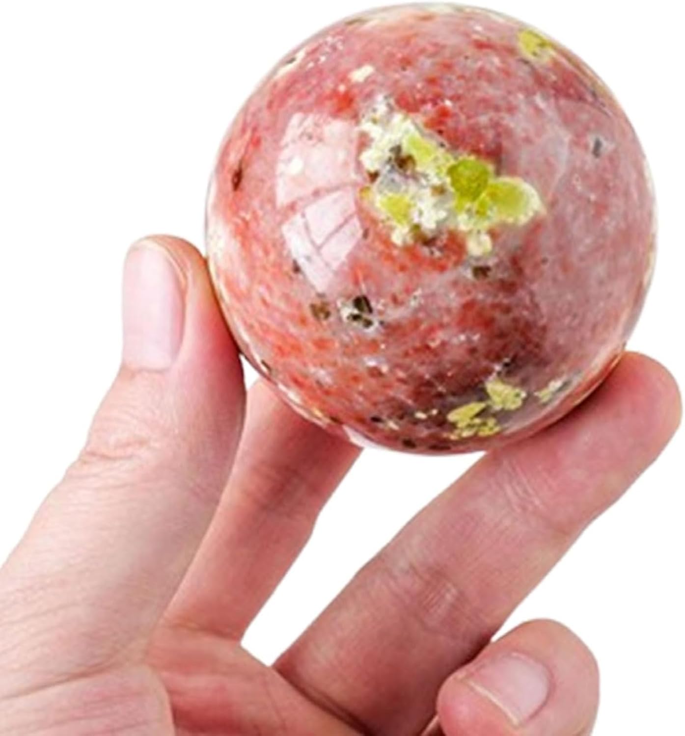 Tabletop Decor Peach Blossom Stone Crystal Ball Sphere Ornaments for Divination Photography Decoration,45~50mm