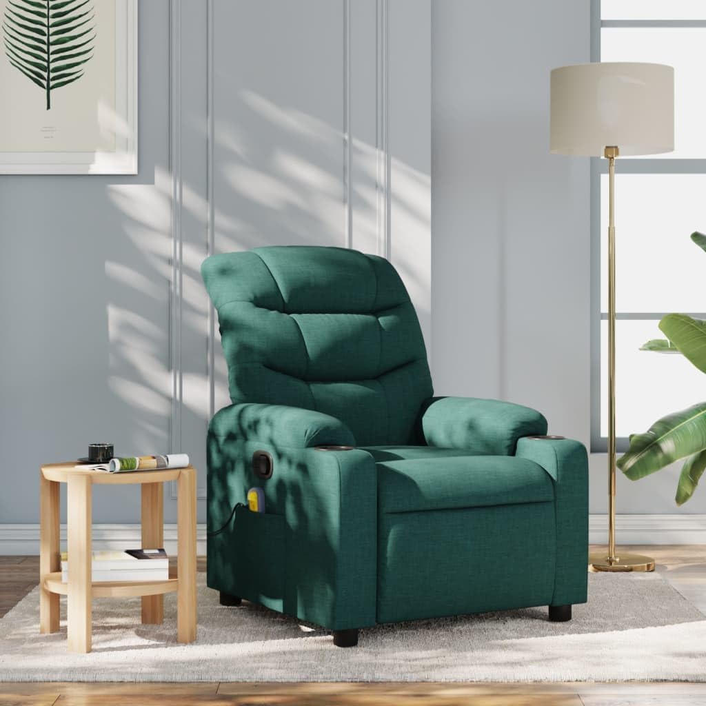 KCCKOM Massage Recliner Chair Dark Green Fabric Armchairs