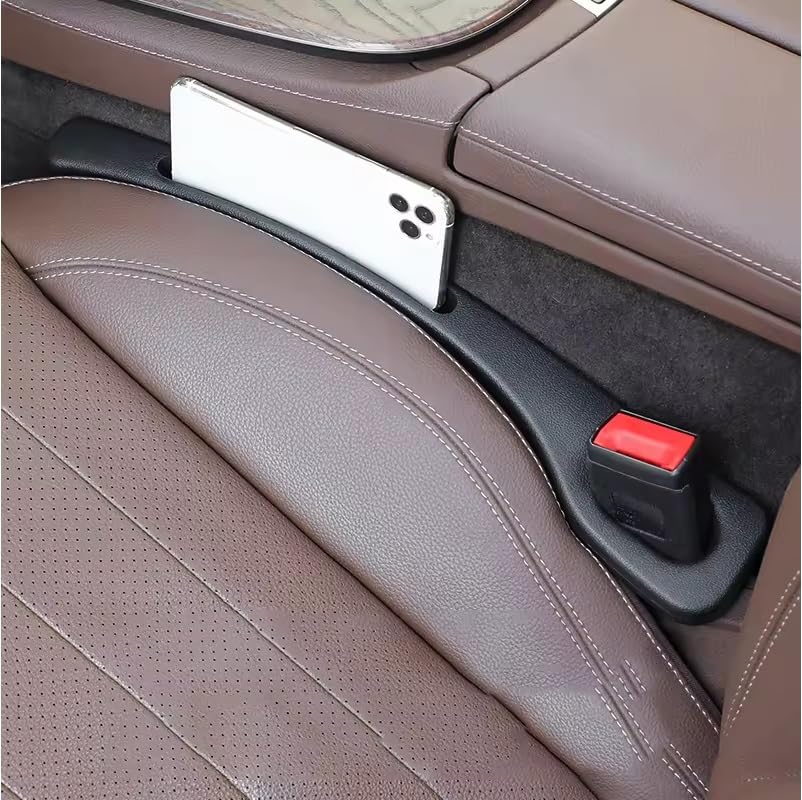 Image of AutoBizarre 2 in 1 Car Gap Cushion Center Console Gap Filler Seat Pad Seat Side Cushion Organizer with Mobile Holder - Set of 2 pcs