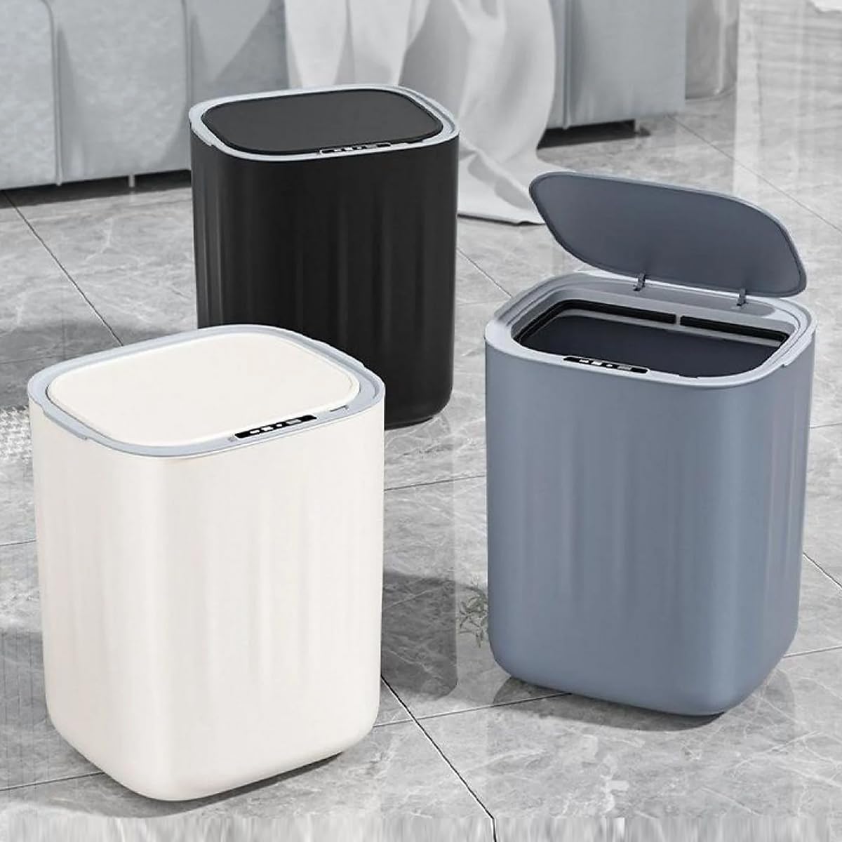 GreenTech Sensörlü Çöp Kovası Şarjlı Akıllı, Beyaz, 28 Litre, GT-SC07B