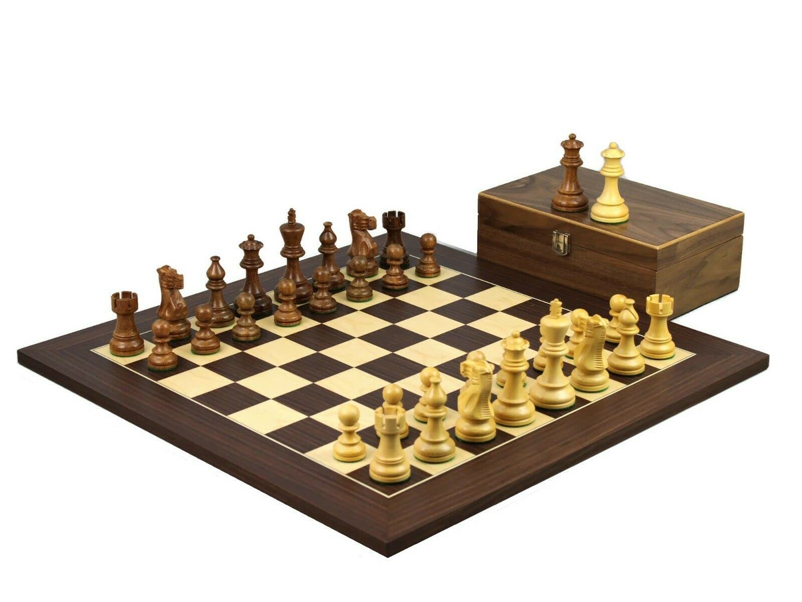 Set di scacchi in legno Macassar Board 20 pollici pesato Sheesham classico Staunton pezzi 3.75 pollici