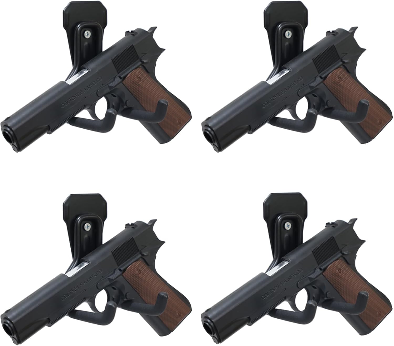 Heavy Duty Steel Pistol Rack - Holds 1/2/4 Handguns, Space Saving Gun Safe Organizer for Door, Wall & Cabinet Mount