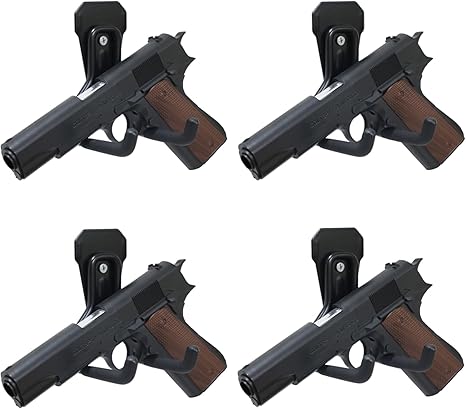 Pistol Rack, 1/4 Pack Pistol Holder for Gun Safe, Upgraded Pistol Wall Mount Use Heavy Duty Steel, Pistol Stand Mounted Behind Door, Wall, Cabinet, Etc