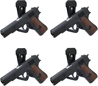 Pistol Rack, 1/4 Pack Pistol Holder for Gun Safe, Upgraded Pistol Wall Mount Use Heavy Duty Steel, Pistol Stand Mounted Behind Door, Wall, Cabinet, Etc