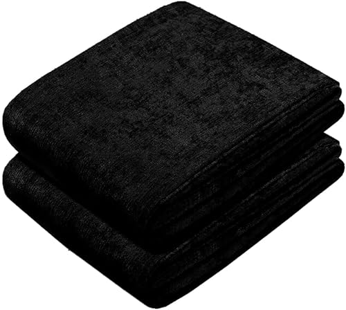 Kemco Double-Sided Chenille Blackout Curtain Panel & Drapes For Living Room Bedroom Bunglow, Hall, Office With Thermal Insulation (Black, 96 Wide By 72 Long- 1 Panel) #TOP1