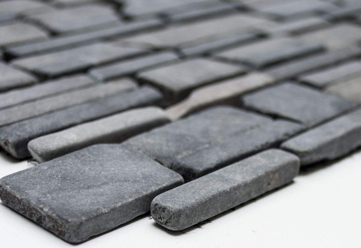Azulejos de mosaico de mármol y piedra natural, negro, para suelo, pared, baño, ducha, cocina, espejo, revestimiento de bañera, placa de mosaico Gris Antracita - Negro