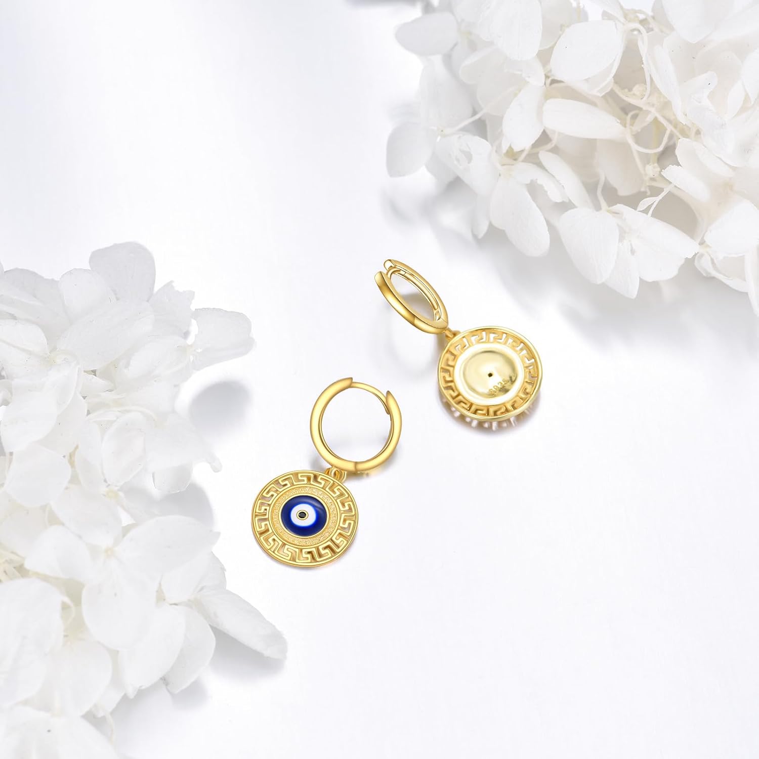 Evil Eye Dangle Earrings 925 Sterling Silver Evil Eye Hoop Earrings Evil Eye Jewelry Gifts for Women - Image 3