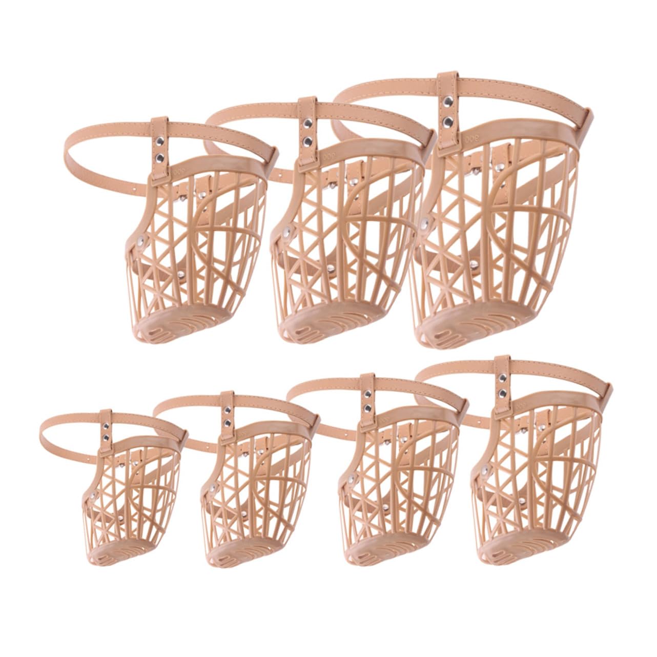 VERDANVERSE 1Set Adjustable Plastic Basket Dog Muzzle Fashionable Bite Mouth Cover for Dogs Durable PU Leather Strap Comfortable Breathable Design