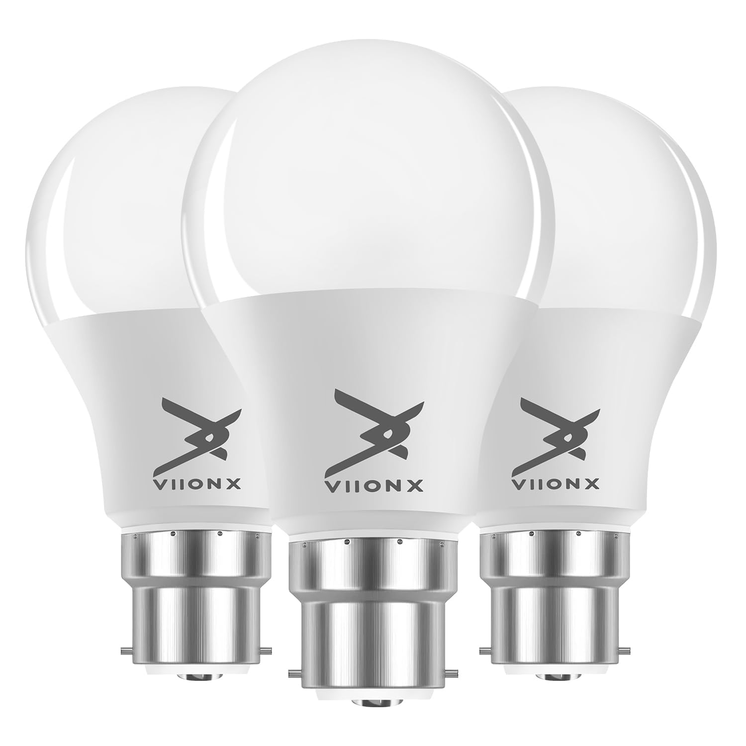 VIIONX Bayonet B22 LED Light Bulb, 8.5W (60W Equivalent), 806 Lumens, Warm White 2700K, Non-Dimmable, Energy-Saving B22 Bulb for Lamps & Household Fixtures (Pack of 3)