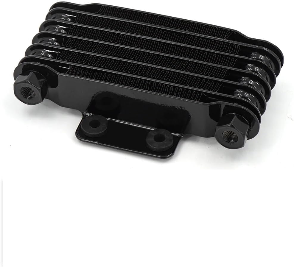 Black&Silver Universal 6 Rows Motorcycle Oil Cooler High Quality Engines Oil Radiator 190MM Motorcycle and Car Accessories(Silver m10 x 1.25)