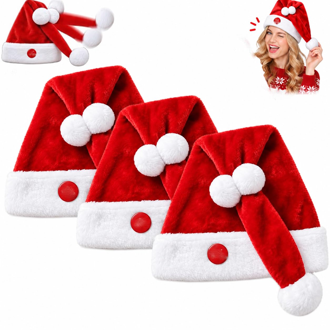 Animated Naughty Santa Hat, Funny Christmas Automatic Movement Party Hat