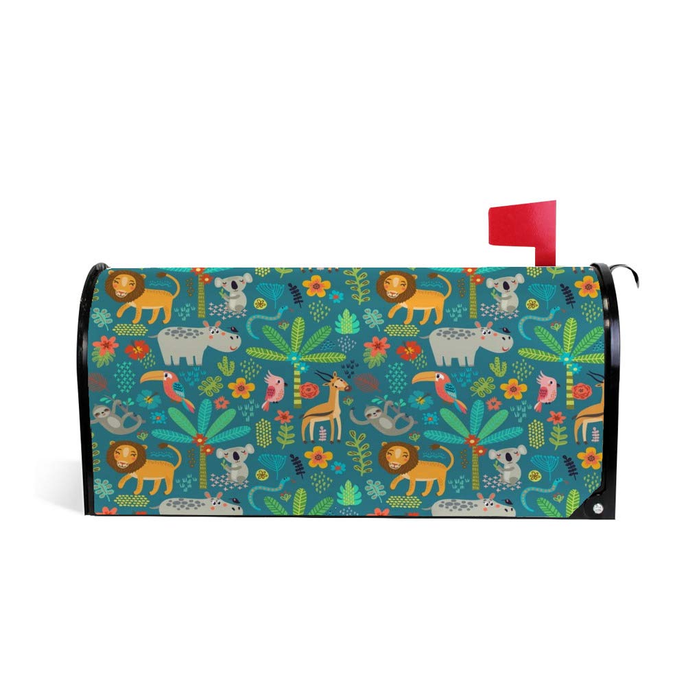 Couverture boîte aux lettres animaux jungle habillage vert pour décorer le jardin 25x21
