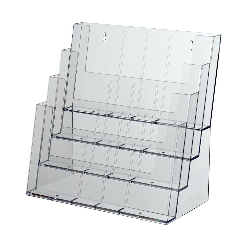 Taymar 4C330 Versatile Clear Plastic Leaflet Display Stand. Suitable for A4/A5/DL Leaflets, Flyers, Literature & Brochures. Desktop or Wall Mounted