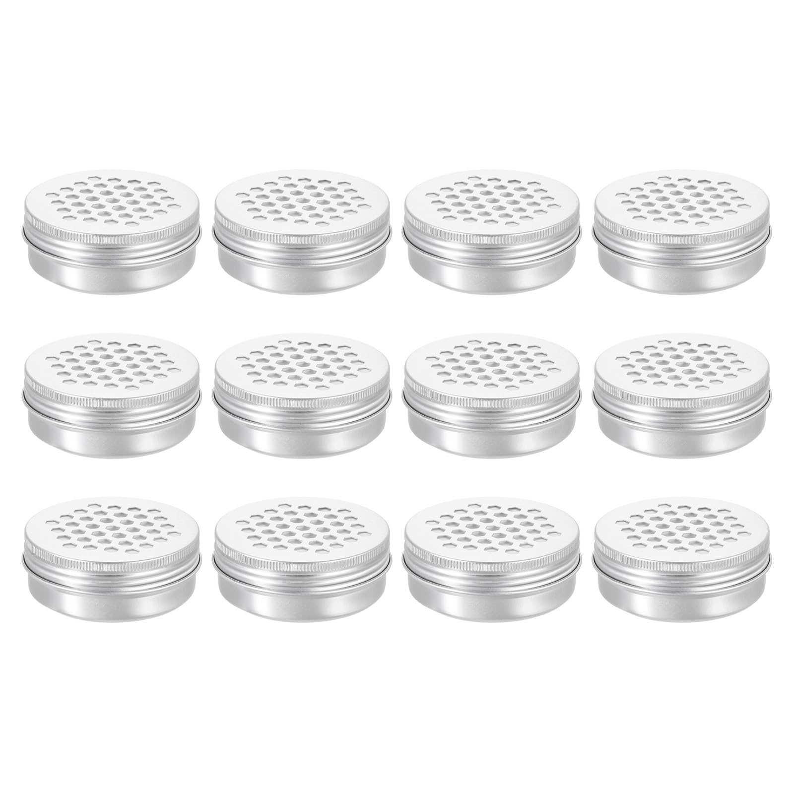 HARFINGTON 12 Pcs Aluminium Tins with Hollow Lids 2oz/60ml Aluminium Tins with Hollow Lid Refillable Spice Containers Plastic Jars Sample for Air Freshener Candles Travel Storage