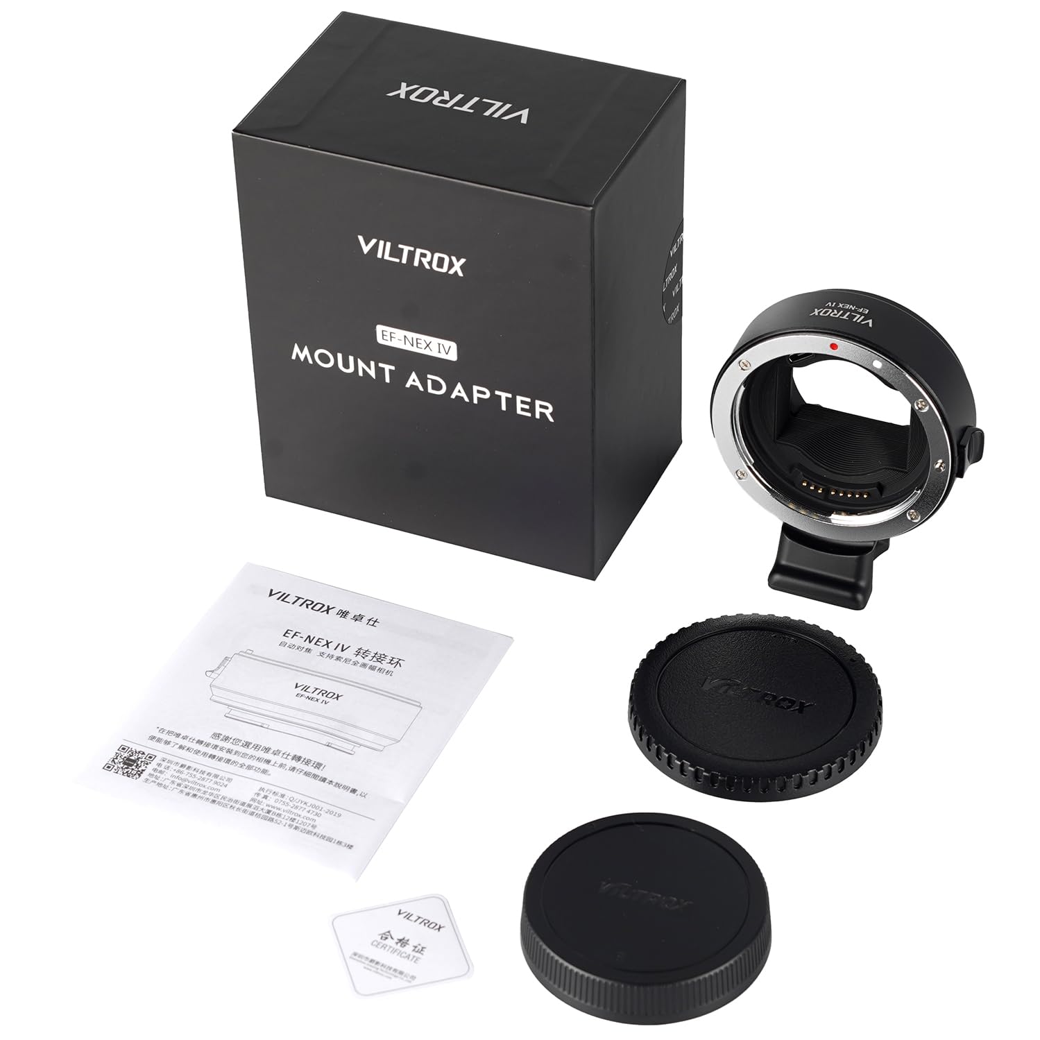 EF-NEX IV Adaptateur de monture d'objectif autofocus compatible avec objectif Canon EF/EF-S vers appareil photo E-mount Sony A7 A7II A7III A7R A7RII A7RIII A7S A7SII A9 NEX7 A5100 A6000 A6300 A6500