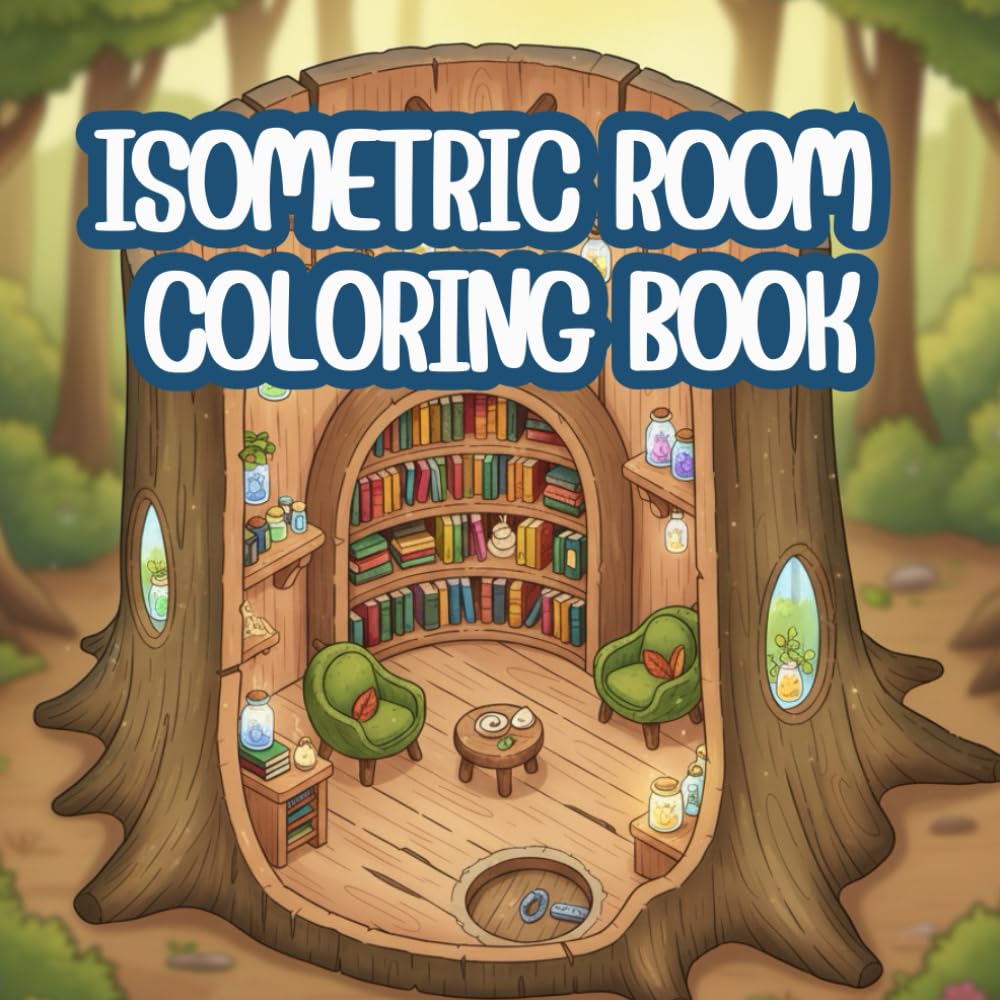Isometric Room Coloring Book: For Adults: Relaxing Pages Featuring Detailed Cozy Rooms, Aesthetic Home Decor, and Unique Isometric Designs.