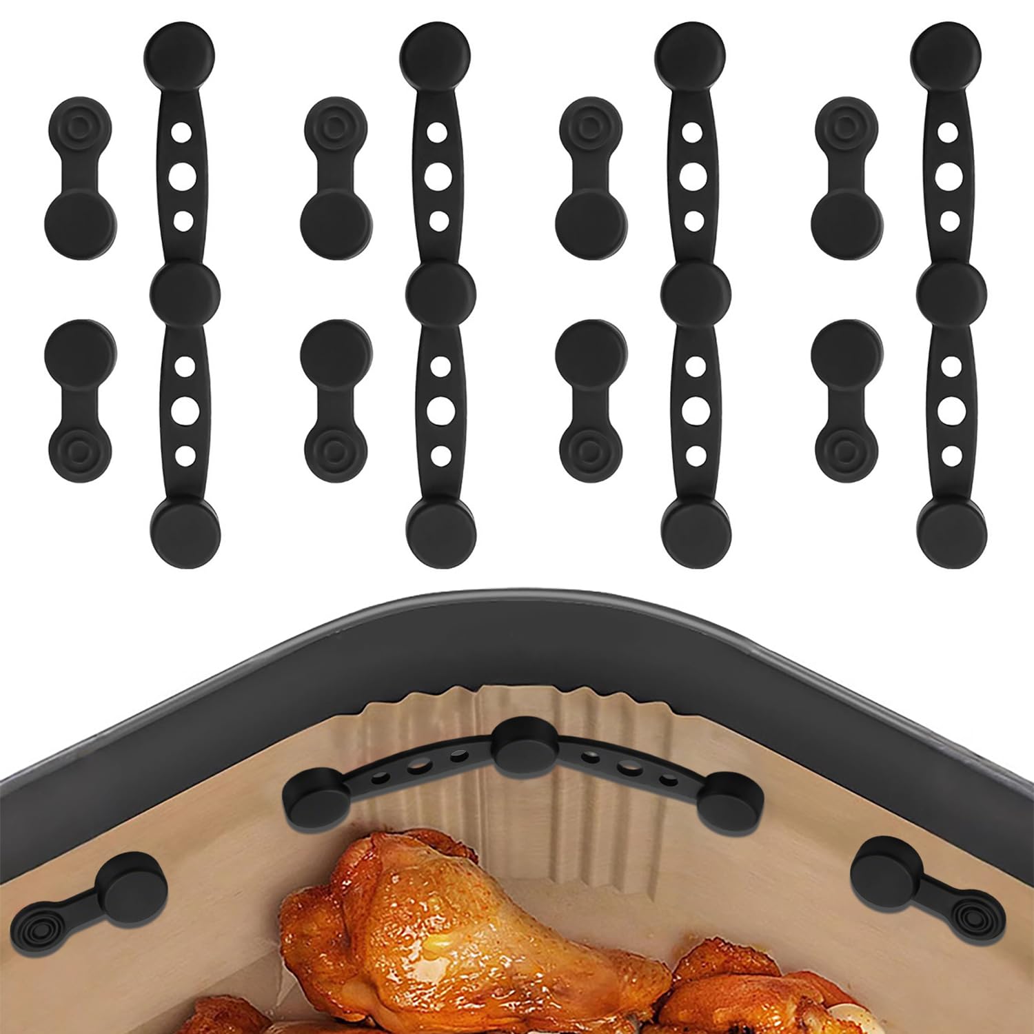 Yatrosynth 12 Stück Magnete für Airfryer Backpapier, Magnetische Backpapier Befestigungsschnalle, für Die Luftfritteuse Zum Festhalten Von Pergamentpapier - Runde Schwarz