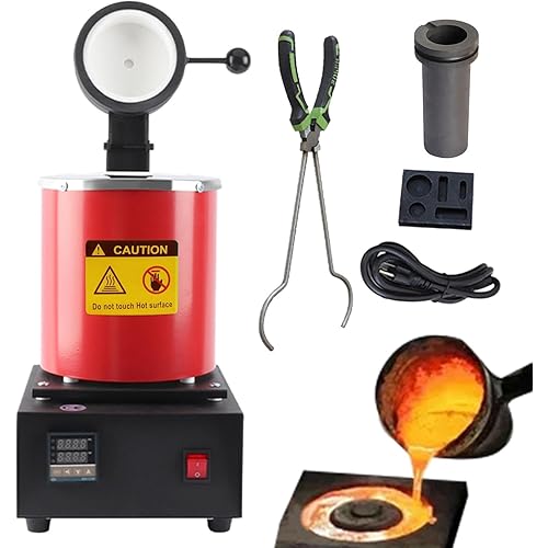 Melting Furnace, Gold Melting Furnace Electric, Metal Smelter Electric Smelting Furnace Kit Small Portable Gold Melting Furnace, 1500w 110v Digital Electric Melting Furnace for Melting Silver, Gold