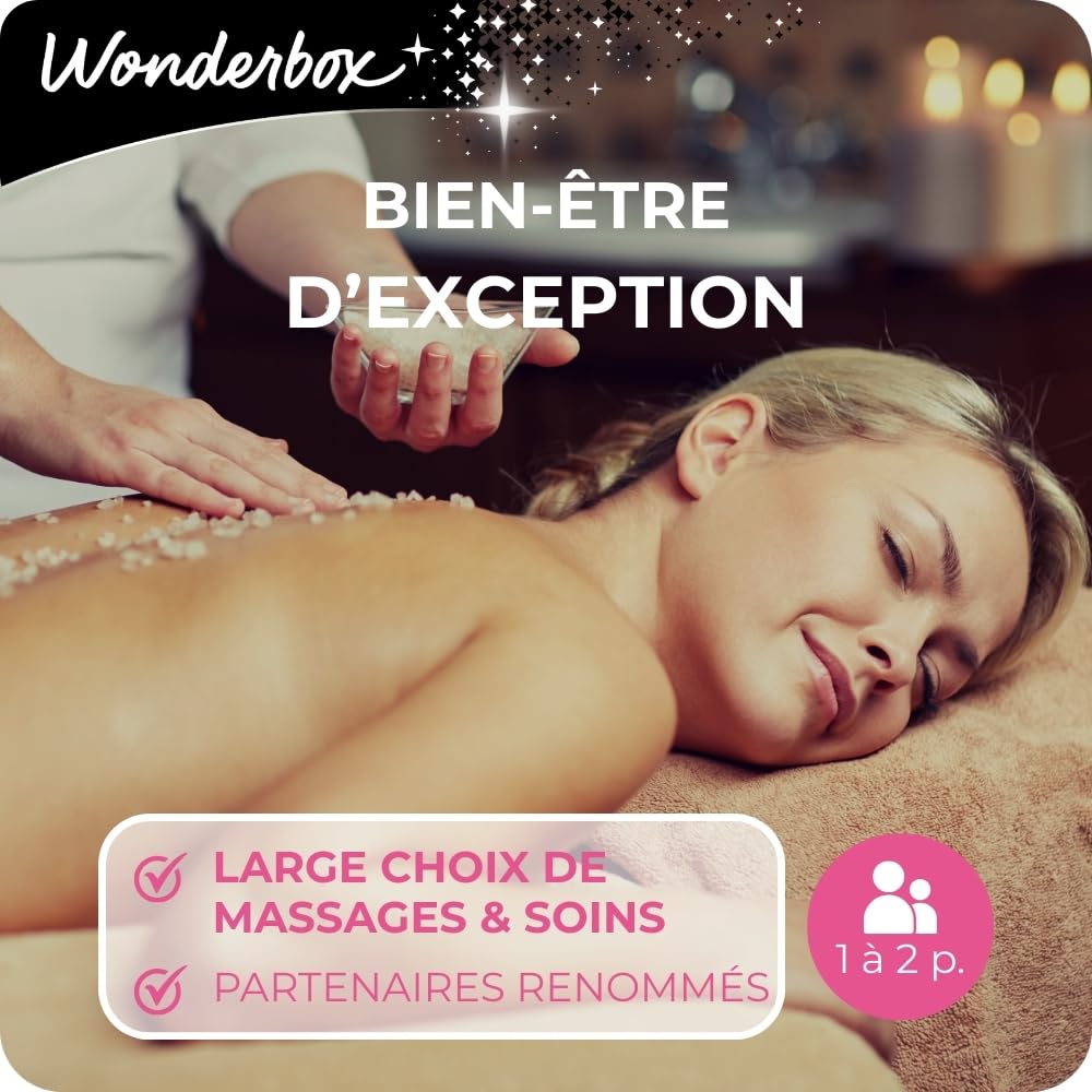 Wonderbox – Coffret cadeau femme - Bien-Etre d'Exception – 7000 soins dont rituel polynésien au monoï, massage à la bougie, soins du visage, bain aromatique pour 1 à deux personnes