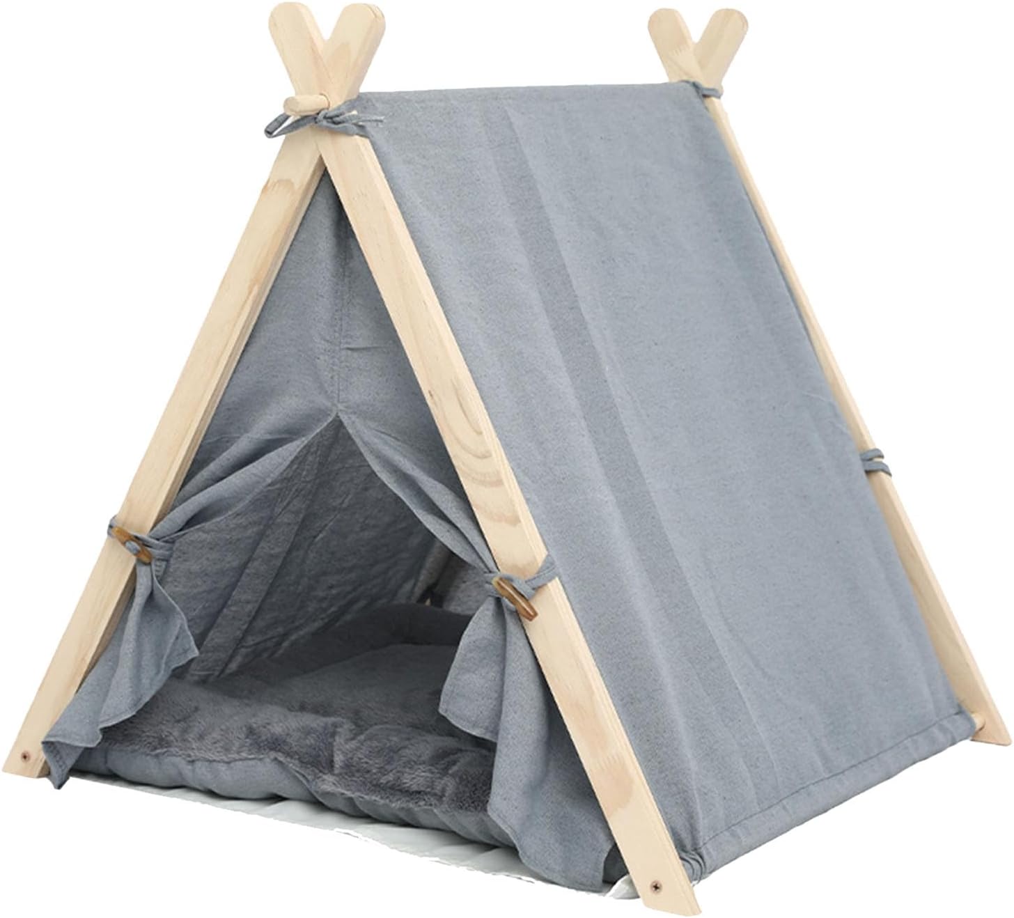Pet Teepee Tent for Dogs & Cats, 23.8 Inch Portable Indoor Dog House, Cat Teepee Tent Washable (5 colors optional)(浅灰色)