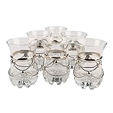 Orientalische verzierte Teegläser Set 6 Gläser Samsun Klar | Marokkanische Tee Gläser 6 Farben Deko orientalisch | 6 x Orientalisches Marokkanisches Teeglas verziert | Modern schlicht