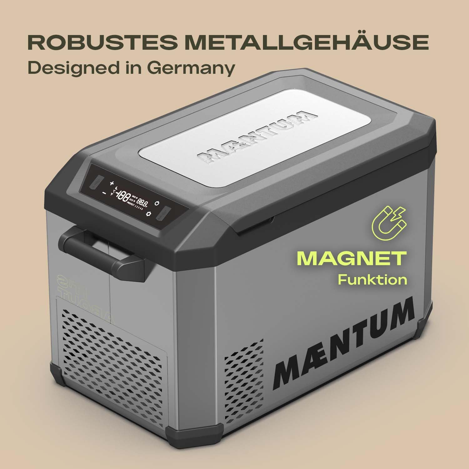 by Plug IN Festivals - Elektrische Kühlbox - Kompressor Kühlbox 12V 230V, USB & App-Steuerung - leise <45 dB - bis -20 Grad - Icecube X Gefrierbox für Auto, Camping & Festivals