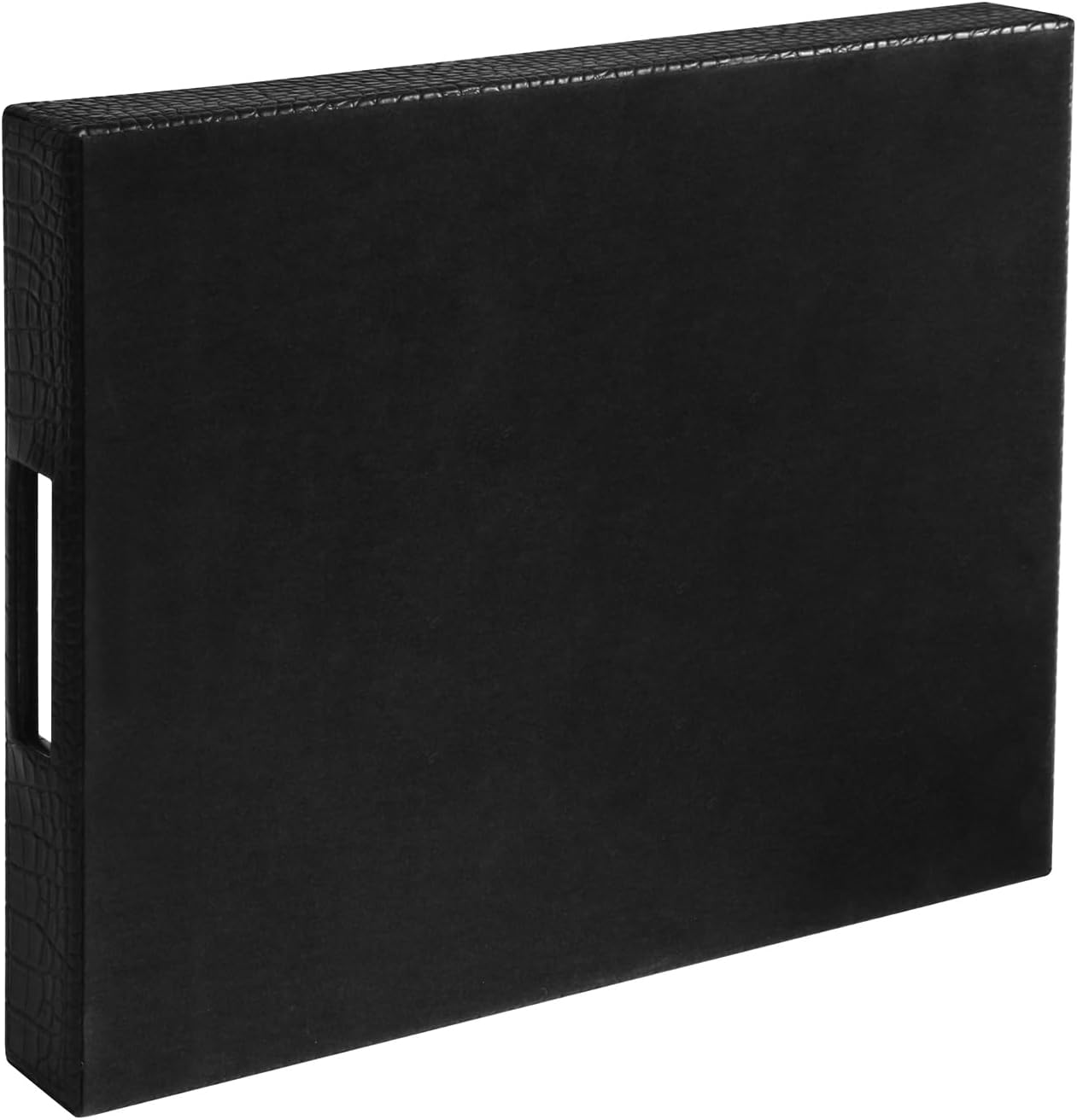 HofferRuffer Rectangle Serving Tray with Hole Handles for Coffee Table, Breakfast, Tea, Food, Butler - Countertop, Kitchen, Vanity Serve Tray, 16.2 x 12.2 x 2 inches, Faux Leather (Black Croco) - Image 8