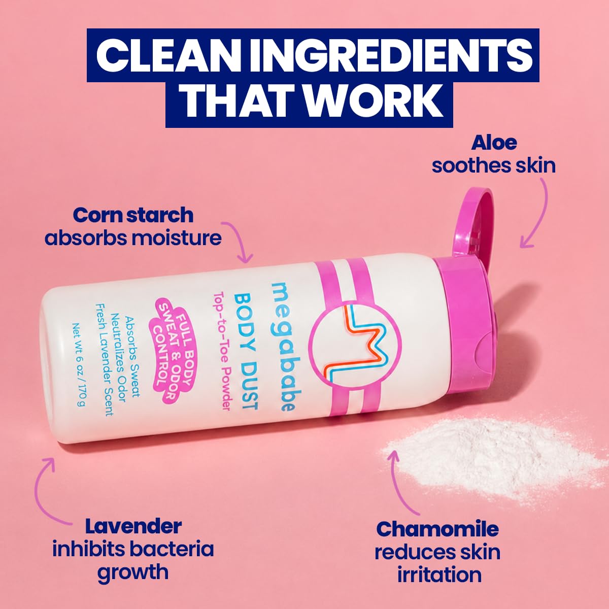 Megababe Body Dust Top To Toe Powder With Lavender & Aloe No Talc No Parabens