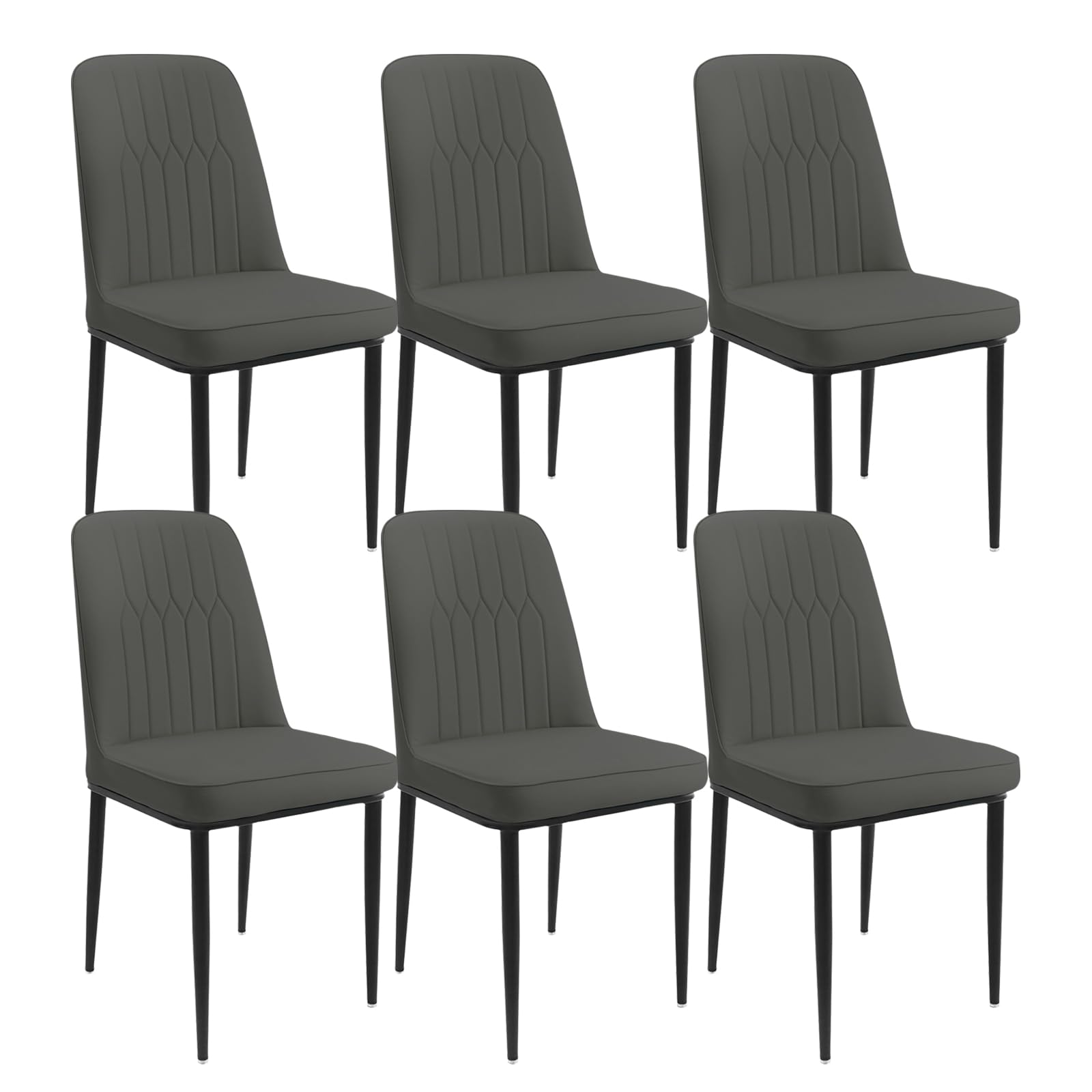 Durrafy Set di 6 Sedie da Pranzo,Sedie Imbottite Moderne in Ecopelle, Sedie con Robuste Gambe in Metallo, Adatte per sala da Pranzo, Cucina e Soggiorno, Grigio