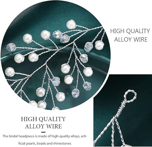 Miniatura 6 de Yean Pieza de pelo de aliento de bebé, diadema de vid de vid con diamantes de imitación, corona de cristal, corona de flores nupciales, accesorios