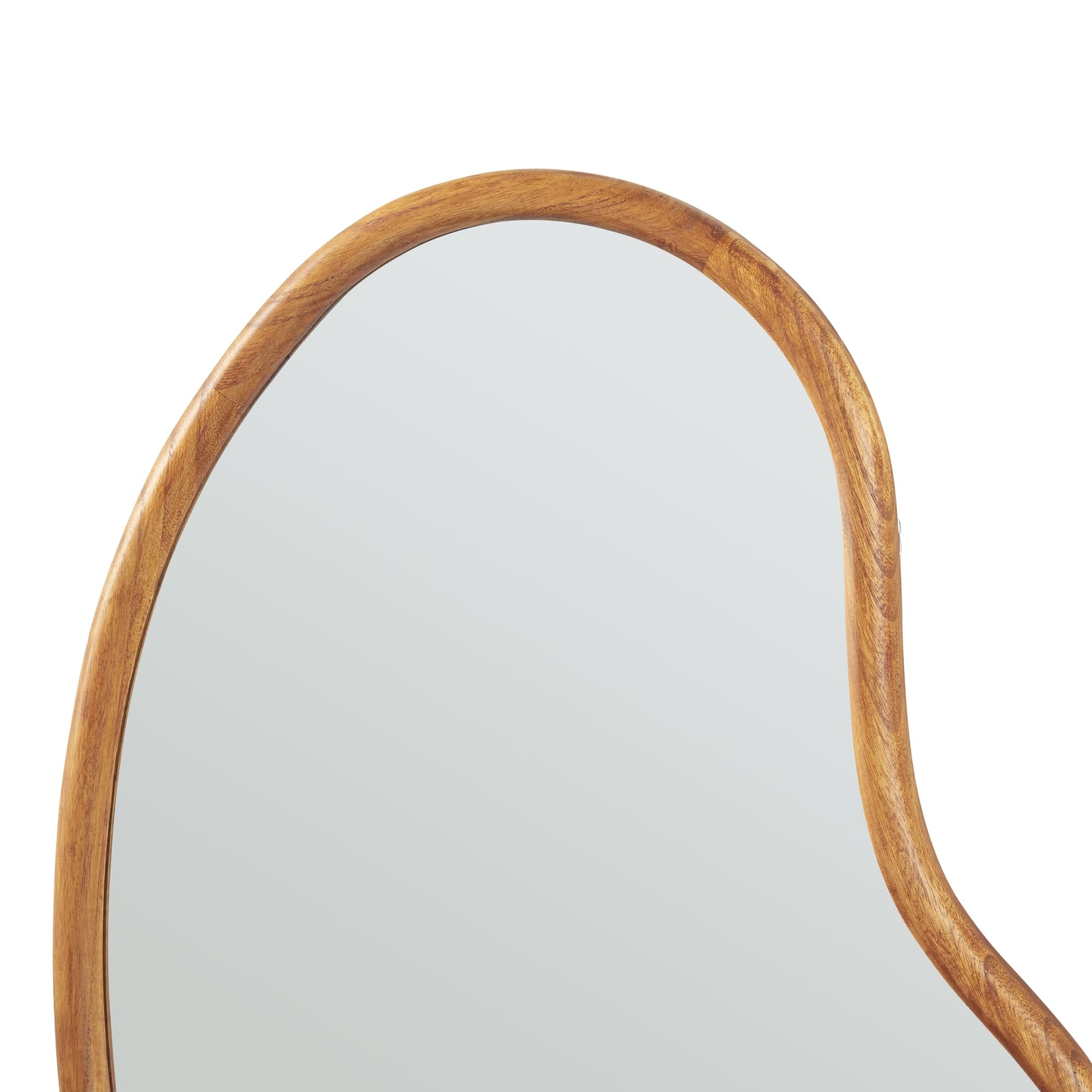 [en.casa] Espejo de Pared Asimétrico Espejo Baño Salón Elegante Diseño Atemporal con Ganchos de Suspensión Sin Distorsiones Marco Madera de Paulownia MDF 75 x 55 cm - Efecto Roble