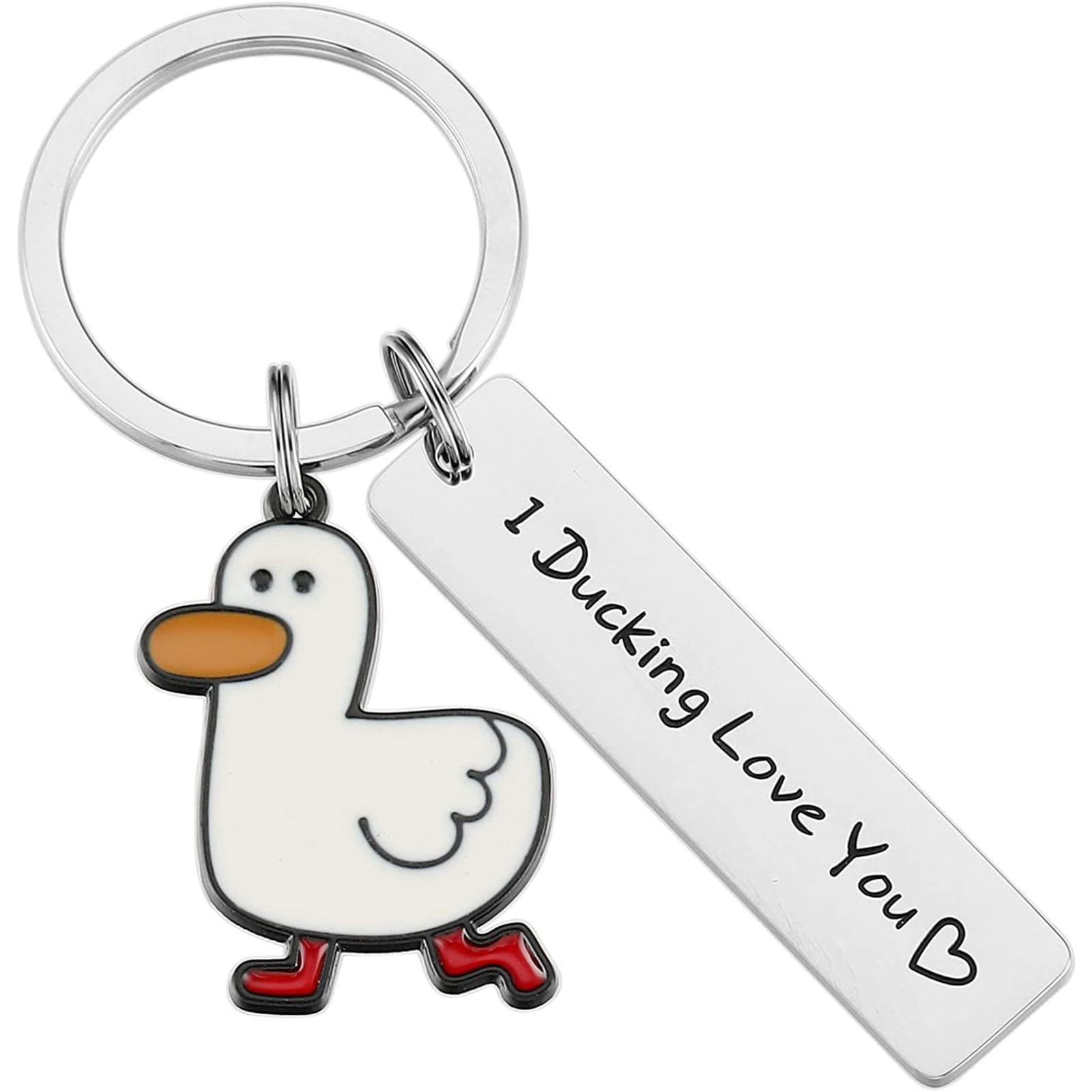 Ethlomoer Unisex Sliver Cute Duck Keychain For Women, Funny Keychain For Backpacks, Don't Duck With Me,Women's Keyrings & Keychains