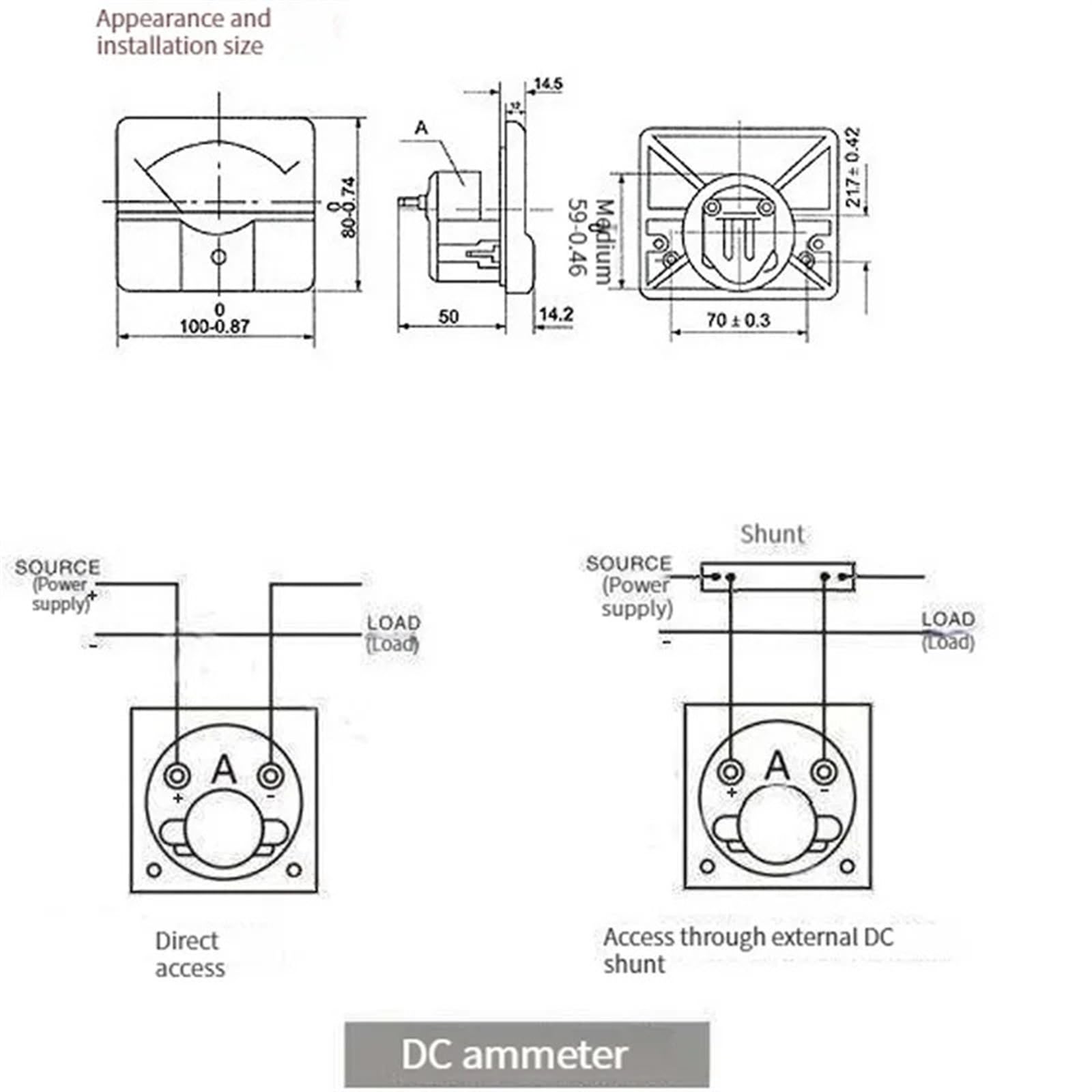 44C2 1mA 2mA 5mA 10mA 20mA 30mA 50mA 75mA 100mA 200mA 300mA 500mA Amperometro DC Tester di corrente analogico Tester meccanico Amperometro 1 pz(400MA)