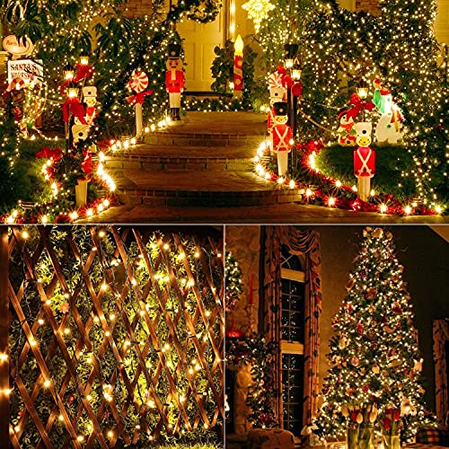 PhilzOps Natale Catena di Luci Esterno, 10M 100 LED Albero di Natale Catene Luminose Decorative Impermeabile Stringa Luci Led con 8 Modalità per Decorazioni Interno Giardino Compleanno (Bianco Caldo)
