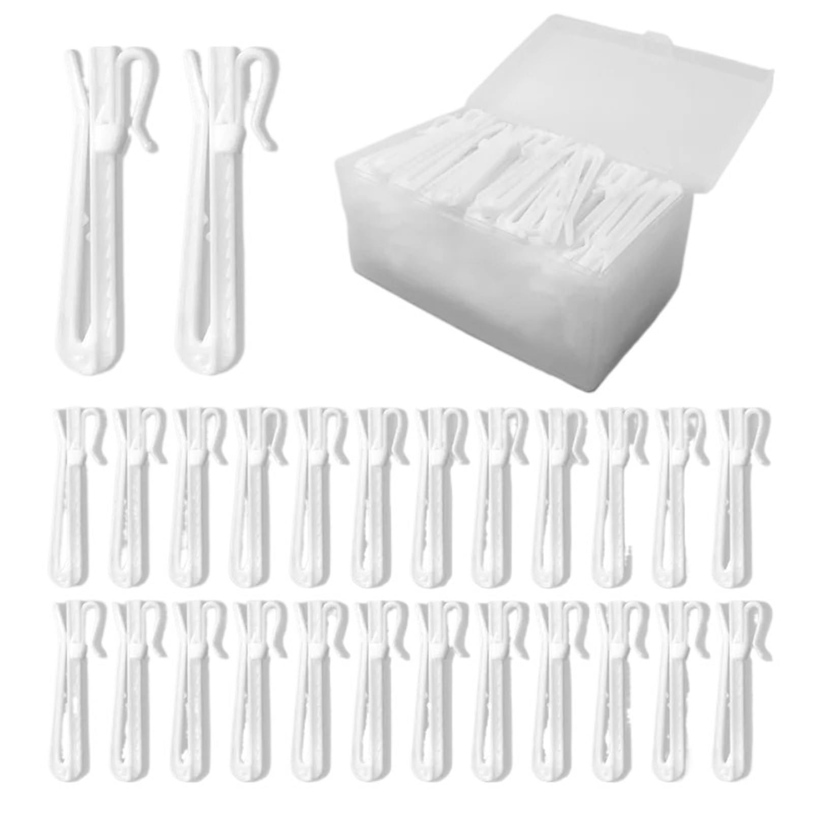 Plastic Curtain Hooks 120PCS Adjustable Plastic Curtain Hooks with Ratchet System for Pleated Curtains and Drapery