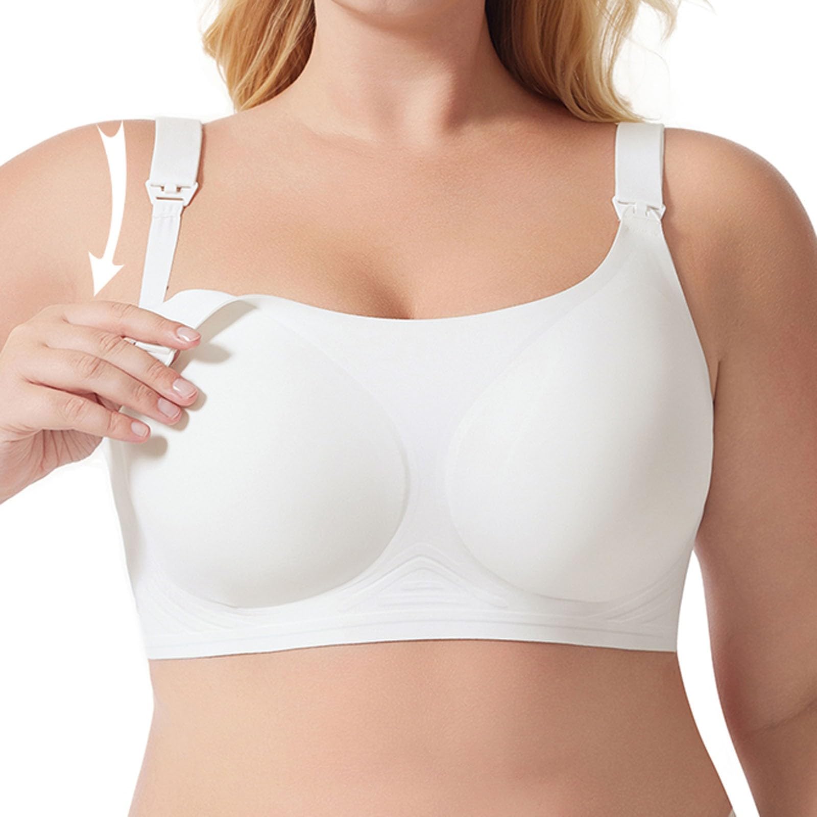 Reggiseno da Donna con Ferretto, Leggero, Semplice, Sottile, Tracolla Regolabile for Donna, Reggiseno da Allattamento for Gravidanza Cadente, Bianco, XXL