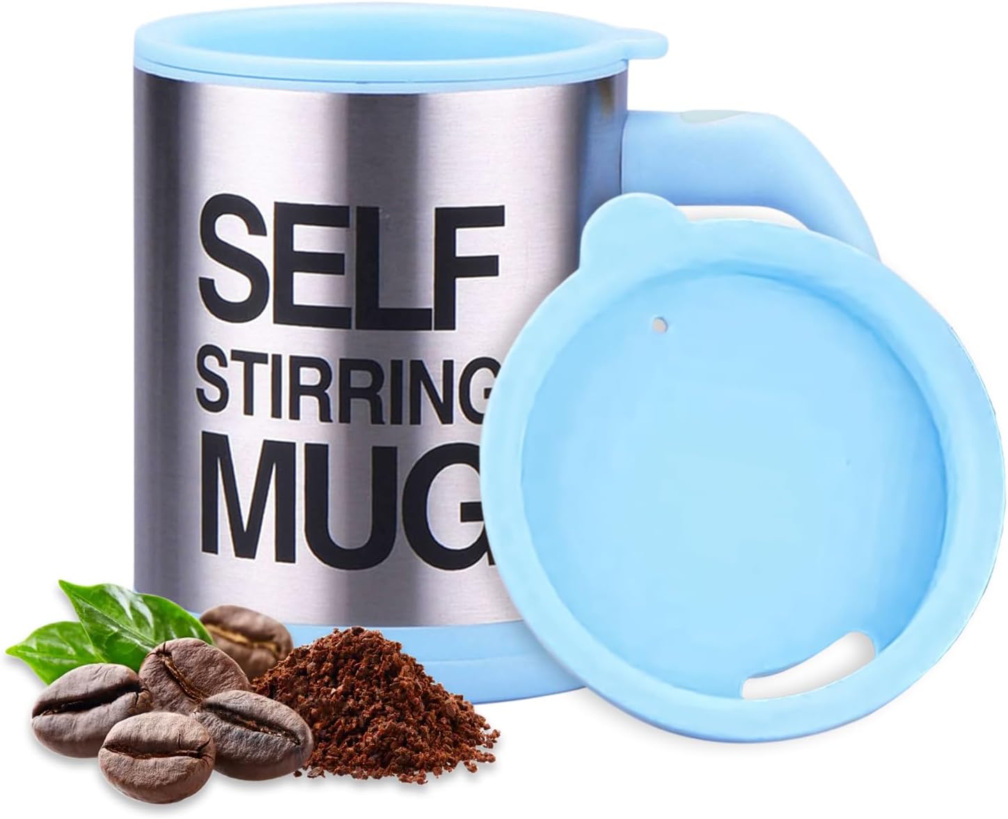 AEX Self Stirring Coffee Mug Cup | Electric Stainless Steel Automatic Mixing & Spinning Cup with Lid | Best Gift Idea for Men Women Kids | Blue-450ml