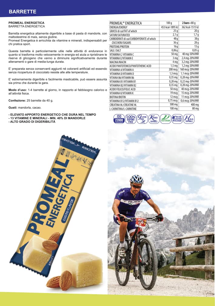 Promeal Energetica / 25 barrette da 40 g/Gusto Mandorla