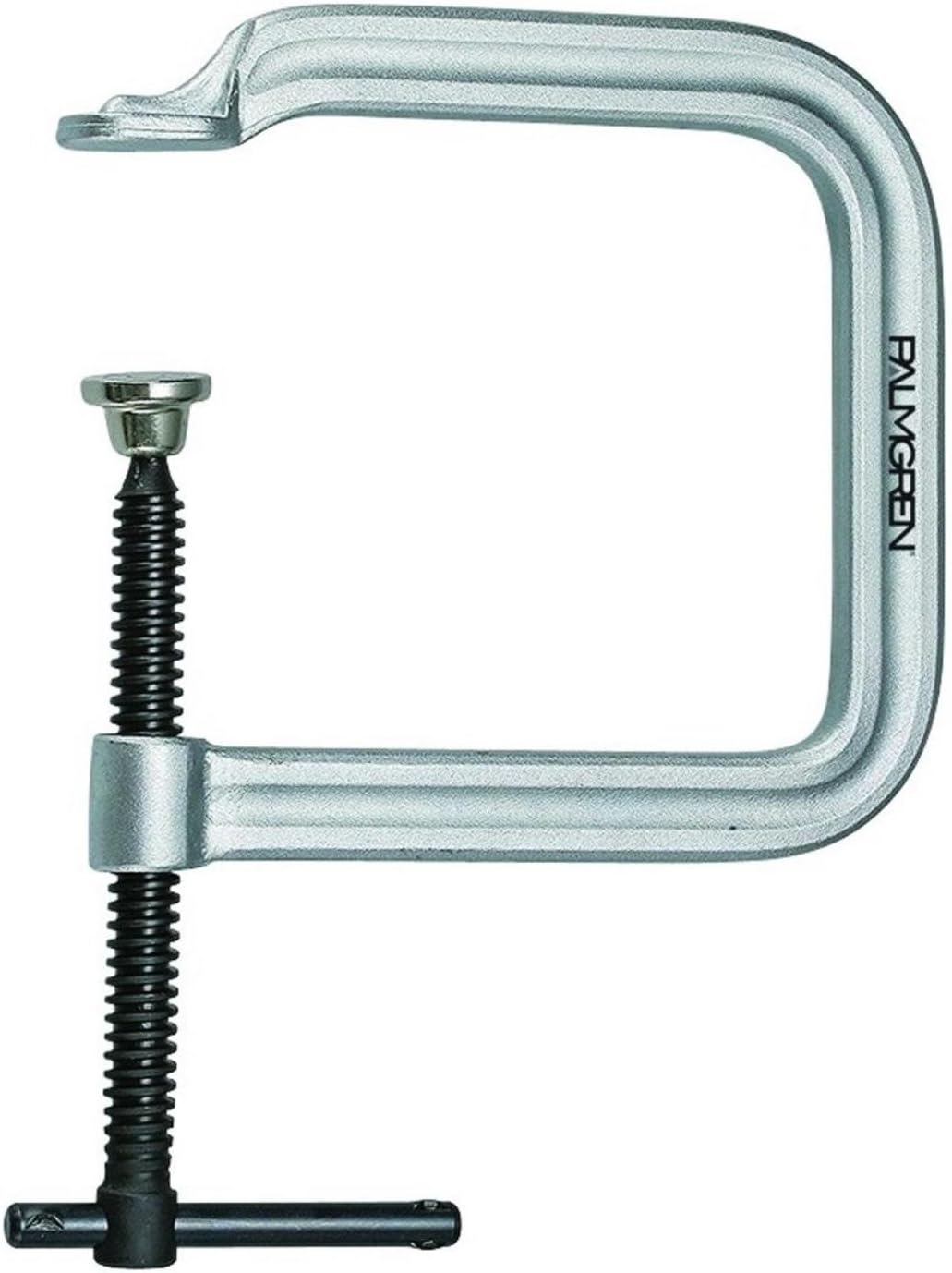 Palmgren 9629224, Regular Duty Extra Deep Throat C-Clamp with Black Oxide Spindle, 0-4 Inches