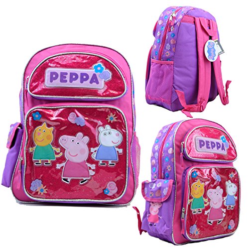 Peppa Pig Kids 16" Large School Backpack Canvas Book Bag Perfect and Pink