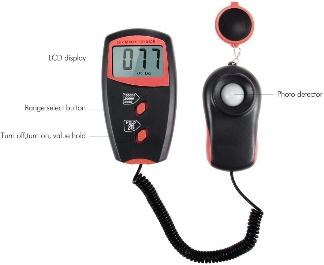 MH LX-1010B Digital Luxmeter Light Meter with LCD Display - Range up to 50,000 Lux
