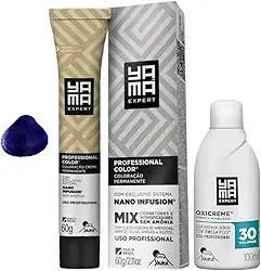 Kit Coloração Yama Nano Infusion Profissional 011 Mix Azul E Ox Cremosa 30vol 100ml