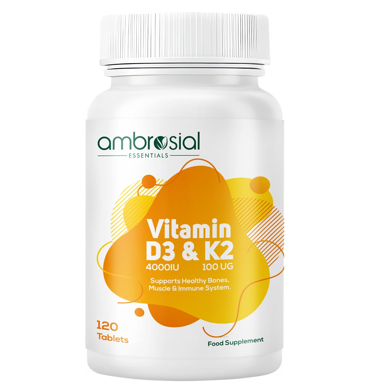 Ambrosial Vitamin D3 & K2 Tablets 4000IU Vitamin D3 + 100µg Vitamin K2 MK-7 for Healthy Bones, Muscles, and to Support The Immune System - 120 Tablets-image-31