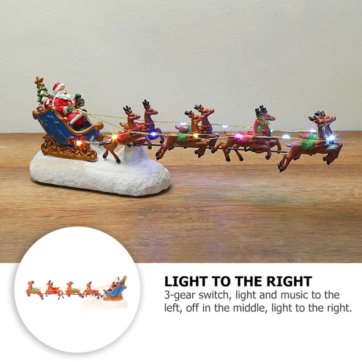 Decorazione Natalizia in Resina Luci LED e Musica, Cervo Luminoso Stile Classico per Festa di Natale e Riunione Familiare, Design Raffinato