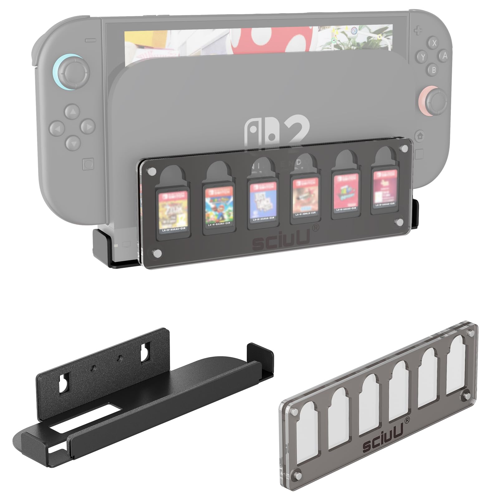 Support mural Nintendo Switch 2 en acier inox avec boîte 6 slots - 7