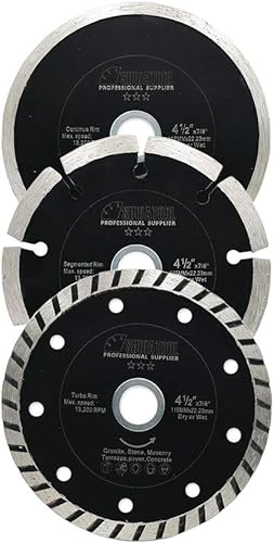 SHDIATOOL Juego de 3 discos de corte de cuchillas de sierra de diamante de 4-12 pulgadas para azulejos, cerámica, mármol, granito, hormigón